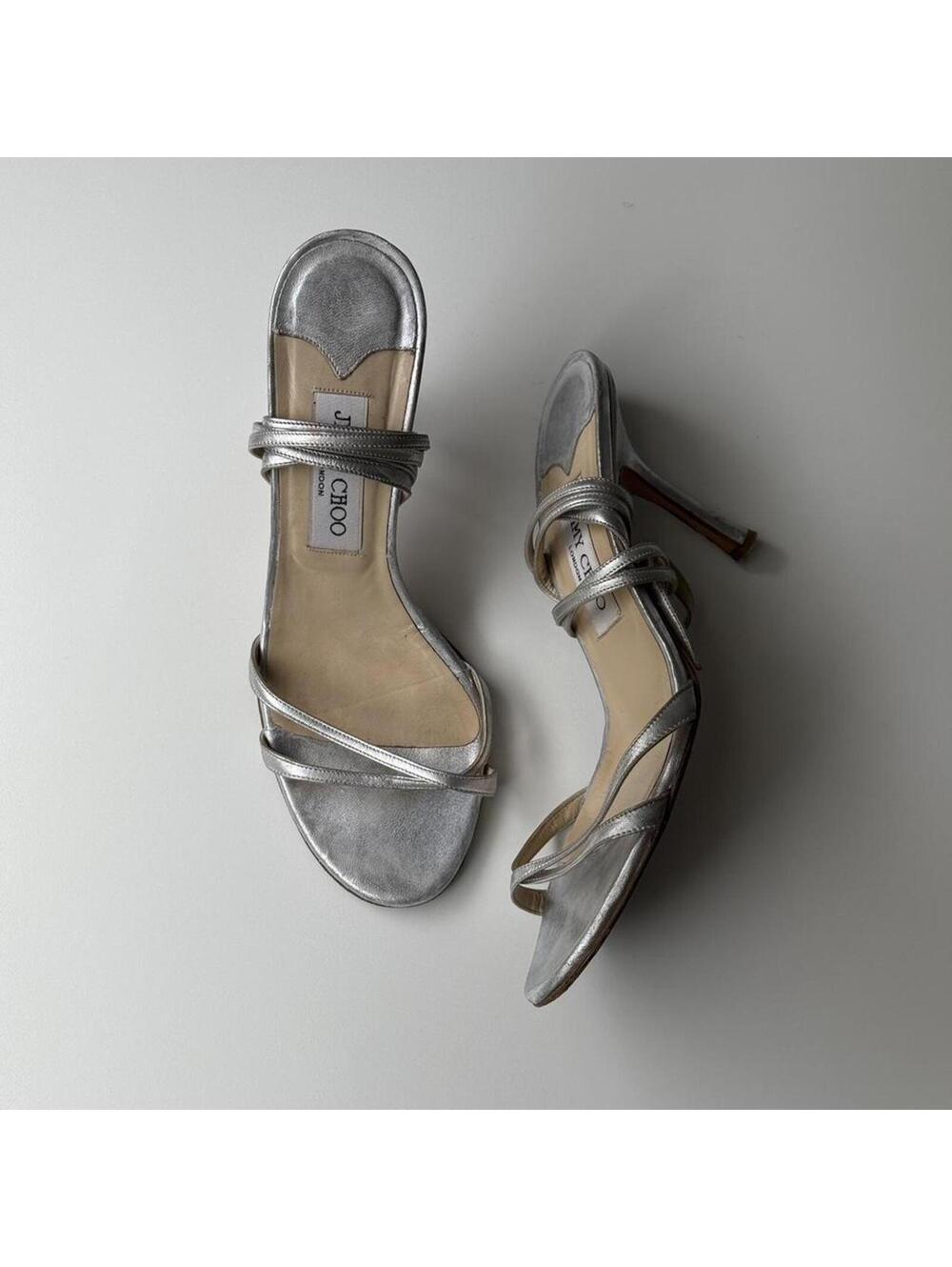 Jimmy Choo Silver Wrap Sandals